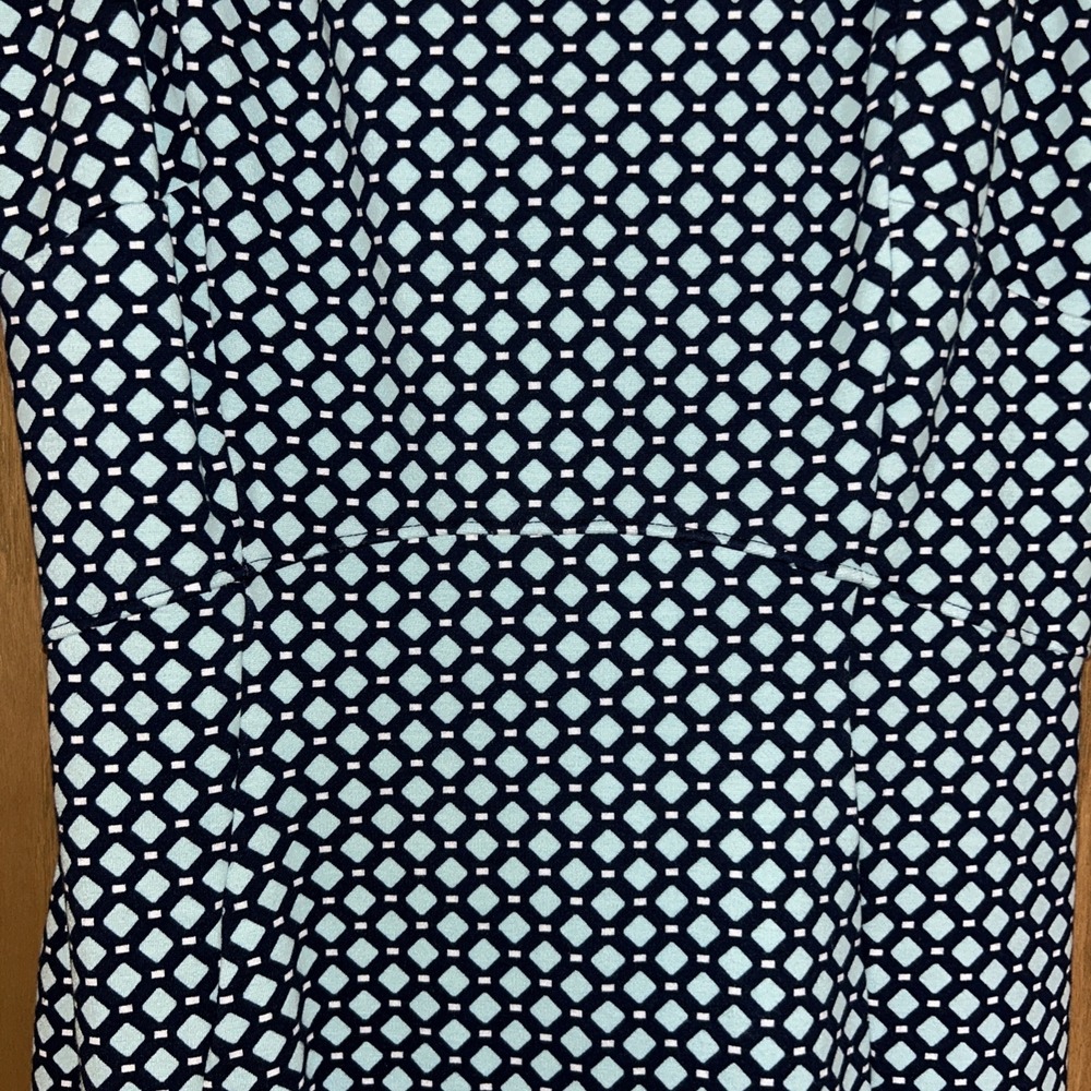 Lands' End cotton dress a-line Navy & Light Blue diamond pattern Size 8 - Picture 5 of 9
